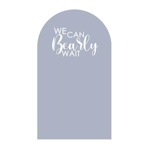 We Can Bearly Wait Theme Arch Backdrop Covers for Baby Shower Decorations Gray-Blue Arched Background Stand Fabric Cover Birthday Parties Supplies(2.2x5FT) - color: Kp-gx-2356, size: 2.2ftx5ft (Only Cover)