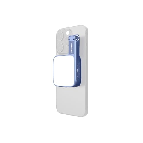 Amaran Go Magnetic Selfie Phone Light, Compatible with MagSafe & Qi2 Magnets, Dual LED Light Source with Adjustable Mirror Light & CCT (2700K-6500K), for Selfies, Makeup, & Content Creation (Blue) - color: Blue