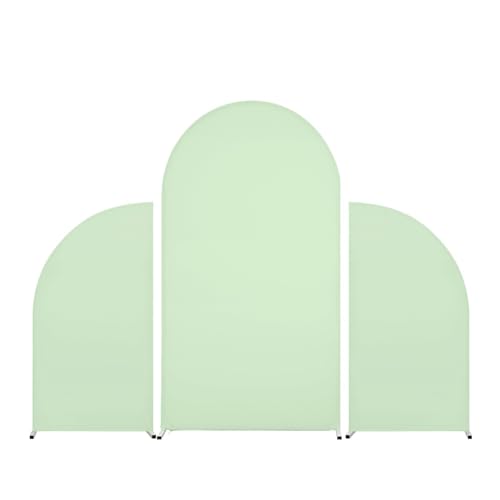 Set of 3 Wedding Arch Backdrop Cover - High Elasticity Fitted Round Top and Half Moon Double Sided Backdrop for Wedding Baby Shower Birthday Decoration (5ft 7.2ft 5ft) - color: Light Green