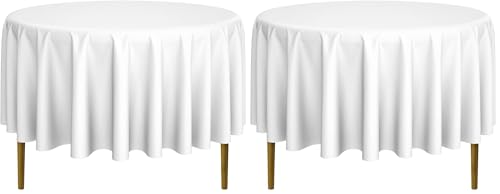 Lann's Linens - 90" Round Premium Tablecloth for Wedding/Banquet/Restaurant - Polyester Fabric Table Cloth - White (Pack of 2) - color: White, size: 90" (Round) (Pack of 2)