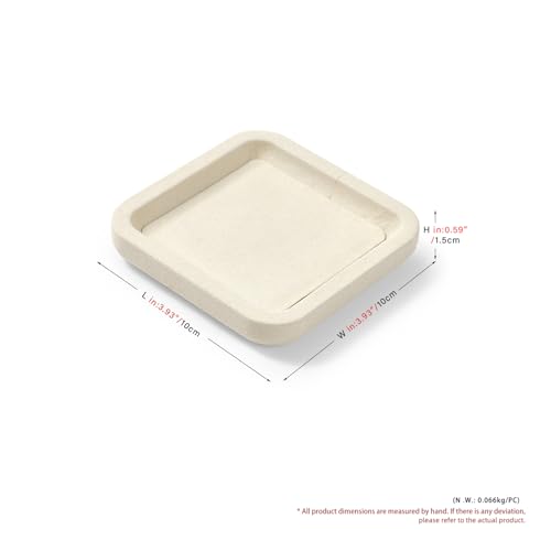 Microfiber Jewelry Display Flat Tray for Rings Earrings Necklace Bracelet, Jewelry Photograph Display Catchall Organizer Tray Dish(XS,Beige) - color: Beige, size: 10 * 10 * 1.5cm
