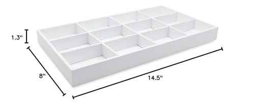 The Display Guys - Stackable Jewelry Tray and Organizer - for Drawers, Dressers, Store Display (12 Compartments, White Leatherette) - color: Leatherette White, size: 12 Compartments