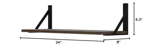Forbena 24 Inch Long Floating Shelves for Wall Set of 3, Wooden Wall Bookshelf for Bedroom, Large Rustic Wood Hanging Book Shelves for Living Room Plants Kitchen Office Closet Storage (Dark Brown) - color: Rustic Brown, size: 24 Inches
