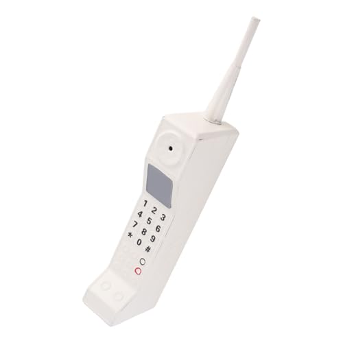 90s Phone Prop, Vintage Old Phone Prop, Portable Iron Retro Mobile Prop, 80s Retro Brick Cellphone Ornament for Home Living Stage Restaurant Photography Props (White) - color: White