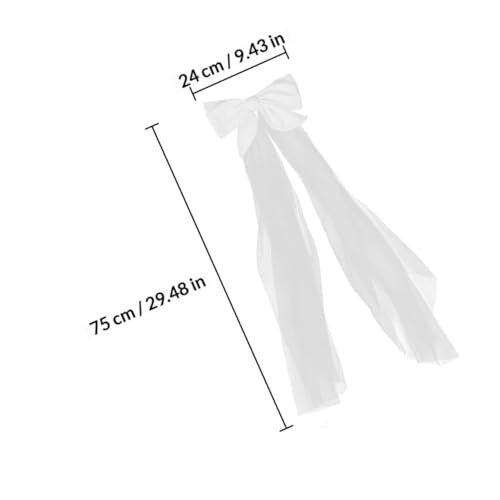 POPETPOP Bridal Veil Hair Clip with Bowknot, Elegant Wedding Veil Prop for Brides, Romantic Bridal Headwear Suitable for Wedding Ceremony and Photoshoot