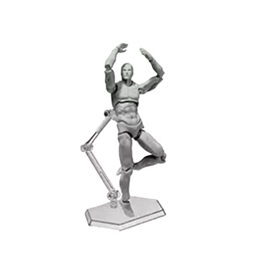 Action Figure Body, Customizable Poses Movable PVC Drawing Mannequin with Holder for Desktop Decoration Painting Photography Props (Gray #13) - color: Gray #13