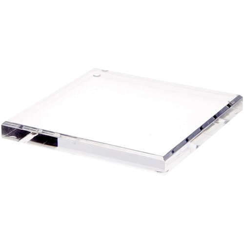 Plymor Clear Acrylic Square Beveled Display Base, 7" W x 7" D x 0.75" H - size: 7" x 7" x 0.75"