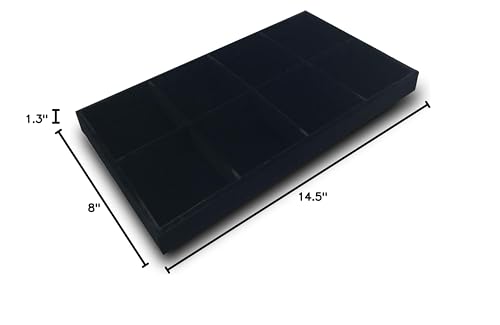 The Display Guys - Stackable Jewelry Tray and Organizer - for Drawers, Dressers, Store Display (8 Compartments, Black Velvet) - color: Velvet Black, size: 8 Compartments