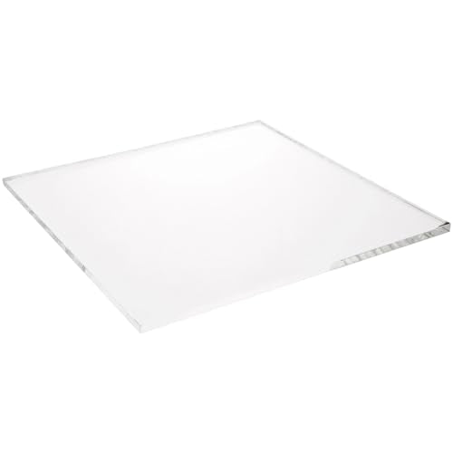 Plymor Clear Acrylic Square Standard-Edge Display Base, 8" W x 8" D x 0.25" H, Pack of 2 - size: 8" x 8" x 0.25"