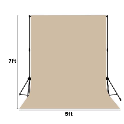 Photo Backdrop Beige Fabric Professional Photography Solution 5x7ft Seamless Design Eliminate Wrinkles Baby Shower Pregnant Women Shooting Scene Background - color: Beige, size: 5x7ft