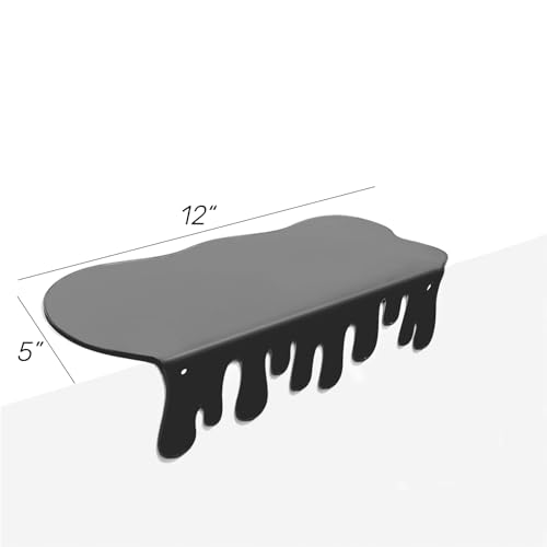 SetGame 2-Pack Acrylic Small Wall Shelves - 12 Inch Floating Shelf for Walls, Home Wall Display Ledges for Storage, Room Décor, Small Album & Items Organizer Display Dripping Wall Decor - color: Black, size: 12 Inch