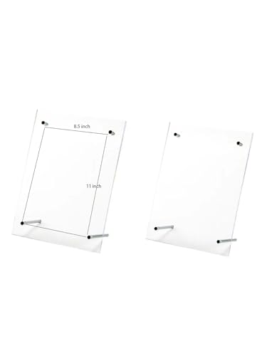 B&NN 8.5" * 11'' Acrylic Picture Frame Floating Look,3MM + 3MM Thickness Clear Photo Frame,Desktop Frame less Display, Self Standing (8.5" * 11'') - size: 8.5" x 11"