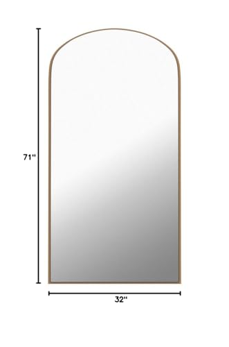 NeuType Arched Full Length Mirror, 71"x32", Large Full Body Mirror with Wood Frame, Shatter Protection, Wall-Mounted Mirrors for Living Room or Dressing Room-Gold(Wood Arched - color: Gold (Wood Arched), size: 71"L x 32"W