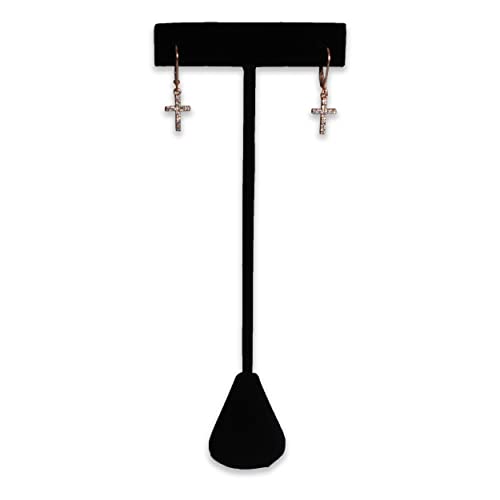 6Pcs Set Earring T Stand Display Set, Jewelry Display Stand for Showroom and Tradeshow Showcase Displays, various materials, 4 1/2 H in; 5 3/4 H in; 6 3/4 H in (Black Velour) - color: Black Velour