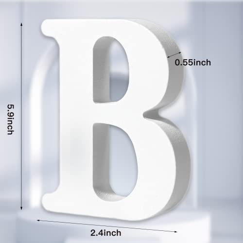 AOCEAN 6 Inch White Wood Letters - Unfinished Wood Letters for Wall Christmas Decor Standing Letters Slices Sign Board Decoration for Xmas Home Party Projects (B) - style: B