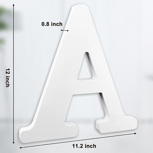 AOCEAN 12 Inch White Big Wood Letters Unfinished Wooden Letters for Wall Decor Decorative Standing Letters Slices Sign Board Decoration for Craft Home Party Projects (A) - color: A