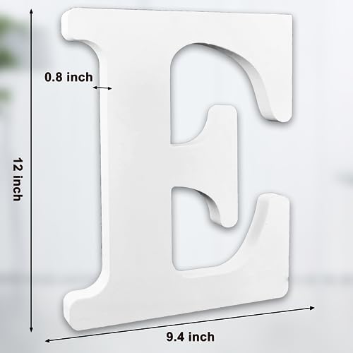 AOCEAN 12 Inch White Big Wood Letters Unfinished Wooden Letters for Wall Decor Decorative Standing Letters Slices Sign Board Decoration for Craft Home Party Projects (E) - color: E