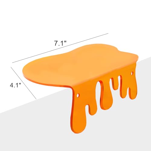 SetGame 2-Pack Acrylic Small Wall Shelves - 7 Inch Floating Shelf for Walls, Home Wall Display Ledges for Storage, Room Décor, Small Album & Items Organizer Display Dripping Wall Decor - color: Orange, size: 7 Inch