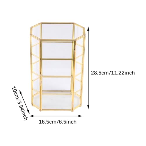 Colaxi Glass Jewelry Box Jewelry Display Case,Birthday Gift,Transparent,Makeup Storage Case Trinket Box Organizer for Bracelet Rings