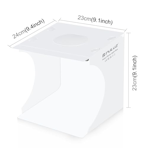 PULUZ Mini Light Box, 9" Photography Table Top Light Box 20 LED Portable Photo Studio Shooting Tent with 2 Kinds Color Backdrops for Small Size Products - size: 9*9 Inch - A