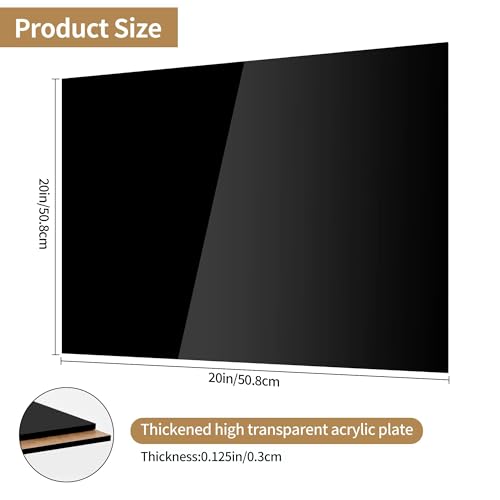 Lesnlok 20x20 Black Acrylic Sheet 1/8 inch Thick 3mm 2 Pieces Black Plexiglass Sheet,Suitable for Painting, Handicrafts, DIY Display Projects (2, 20 x 20) - size: 20 X 20 X 1/8
