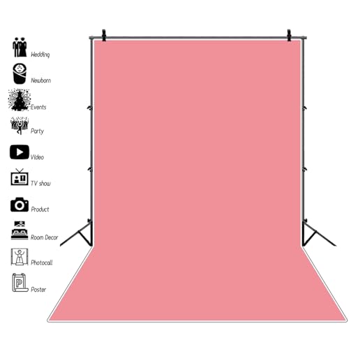Renaiss 5x7ft Pink Backdrop for Photoshoot Portrait Solid Color Monochrome Light Pink Screen Photography Background Gentle Watermelon Pink Baby Shower Wedding Birthday Party Decors Photo Booth Props - color: Pink, size: 5x7ft