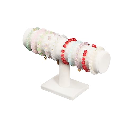 Coward T-Bar Bracelet Holder Organizer Jewelry Display Scrunchie Hair Ties Watch Stand for Home Organization Storage or Store Show Sell (Beige Velvet) - color: Beige Velvet