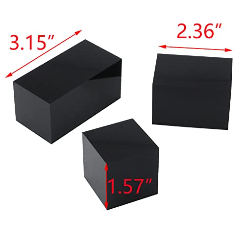 T Tulead 3PCS Acrylic Cube Display Black Display Stand Square Cube Display Nesting Risers Acrylic Organization Riser Height: 40mm, 60mm, 80mm