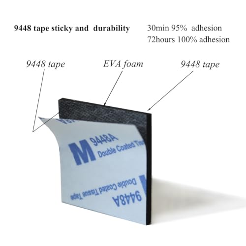 Double Sided Foam Tape, Double Sided Mounting Tape,130PCS, Heavy Duty Sticky Adhesive Tape, Include Strip and Square, for Crafts,Mixtiles, Photos, Walls, Home Decoration (Black)