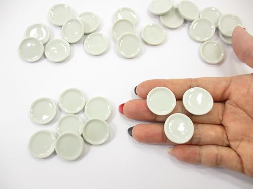 20x20mm White Round Plate Dish Dollhouse Miniature Ceramic Food Supply 12995