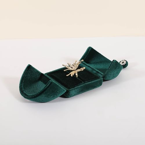 Dark Green Velvet Jewelry Organizer Box, Soft Lined Jewelry Display Holder with Luxury Design, Elegant Jewelry Display Case for Women【Ring Storage, Dark Green】 - color: Dark Green