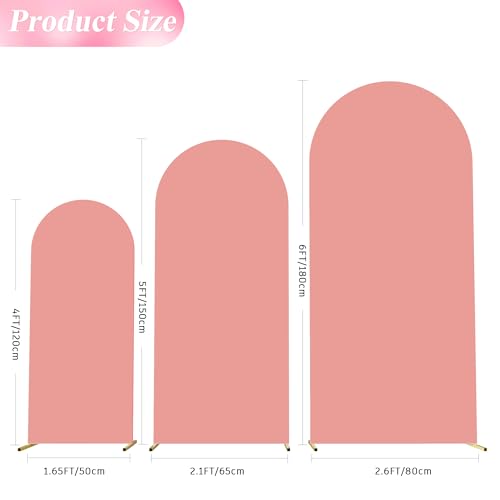 Wokceer Set of 3 Wedding Arch Cover Spandex Fitted Wedding Arch Stand Covers for Round Top Chiara Arch Backdrop Stands Cover for Birthday Party Ceremony Banquet Decoration 4ft,5ft,6ft Dusty Rose - color: Dusty Rose, size: 4FT, 5FT, 6FT