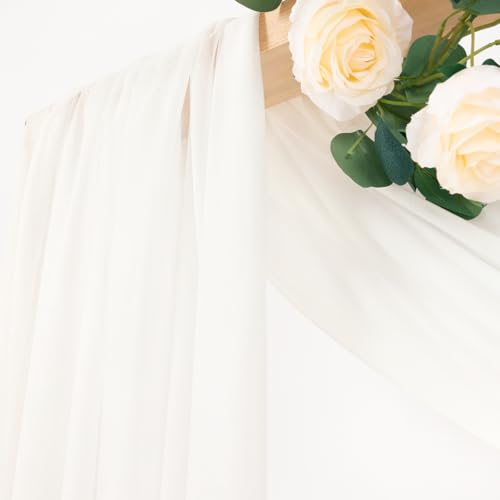 MLMC Ivory White Wedding Arch Draping Fabric 1 Panel 29" x 20 FT Extra Long Gauze Drapes Sheer Backdrop Curtains 6.6 Yards Airy Outdoor Drapery Panels for Wedding Bridal Shower Ceiling Decoration - color: Ivory