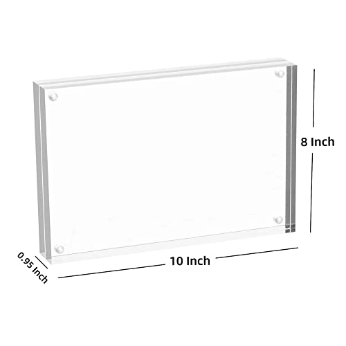 Meetu Acrylic Picture Frame 8x10,Clear Freestanding Double Sided 24mm Thickness Frameless Magnetic Photo Frames Desktop Display with Gift Box Package (2 Pack) - size: 8x10“(2 Pack)