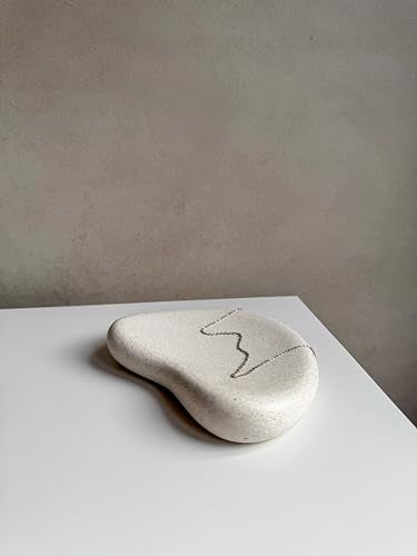 Chunky Pebble Tray, Bean Trinket Tray, Asymmetrical Tray, Oblong Dish, Jewelry Display, Irregular Tray, Cloud Display, Nordic Concrete Decor (Speckled Sand) - color: Speckled Sand