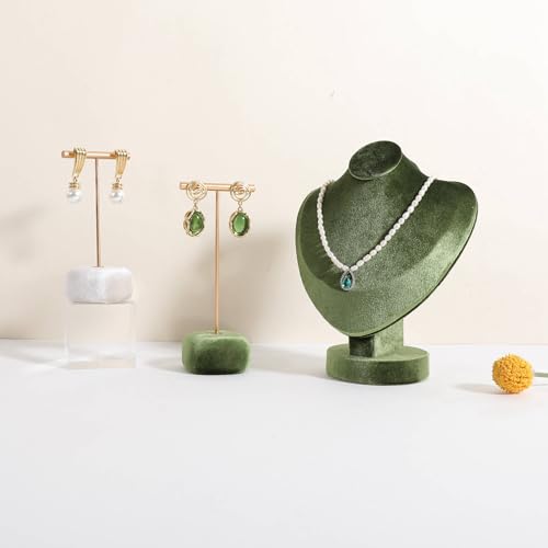 Velvet Earring T Bar Stand Jewelry Display, Earring Display Holder for Selling, Jewelry Storage Organizer【Green】 - color: Green