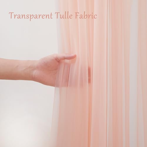 10x10 Peach Tulle Backdrop Curtains for Parties, Sheer Backdrop Curtain Wedding Photo Background Drapes for Baby Shower Photography Birthday Party - color: Peach, size: 10x10ft