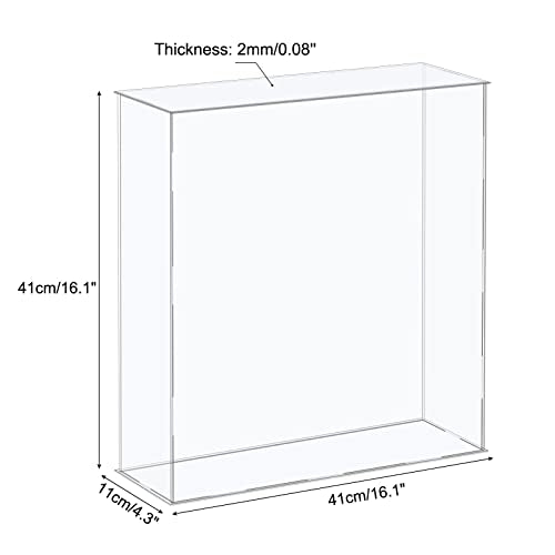 MECCANIXITY Acrylic Display Case Plastic Box Cube Storage Box Clear Assemble Showcase 16.1x4.3x16.1 Inch for Collectibles - size: 16.1x4.3x16.1 Inch