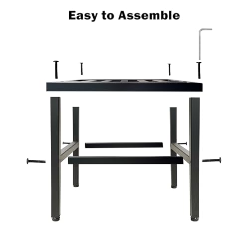 Plant Stand Indoor Outdoor,18 Inch Square Metal Plant Stands Riser,Heavy Duty Wrought Iron Pedestal Holders for Large Flower Pot,Outside Rust-Proof Black Flower Display Shelf for Patio,1-Pack