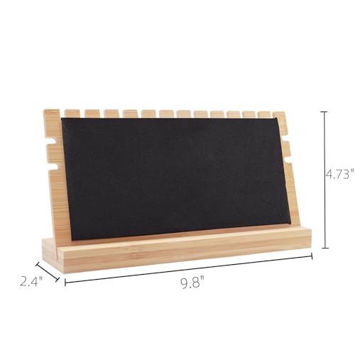 9.8"X4.73" Horizontal Necklace Jewelry Display Stand with Black Leather Soft Mat Bamboo Necklace Pendant Tabletop Display Storage Holder - color: Black, size: Small