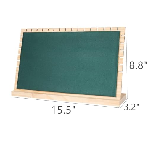 15.5"x8.8" Horizontal Necklace Jewelry Display Stand with Flannelette Soft Mat Wood Necklace Pendant Chain Jewelry Tabletop Display Storage Holder for Vendors Exhibitor Craft Shows - color: Green, size: Extra Large