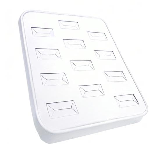 MOOCA 12 Slots Ring Tray Display, Slotted Ring Showcase Display Jewelry Organizer, Jewelry Tray for Showcase trade Show, Premium White Leatherette - color: White Faux Leather, 12 slots