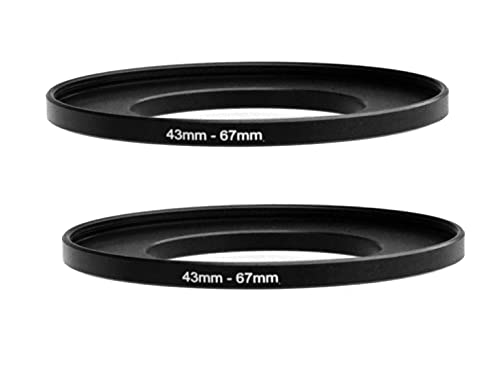 (2 Pcs) 43-67MM Step Up Ring Adapter, 43mm to 67mm Filter Ring, 43 mm Male 67 mm Female Stepping Up Ring for DSLR Camera Lens and ND UV CPL Infrared Filters - size: 43-67MM