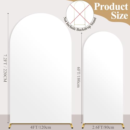 Ledido Wedding Arch Backdrop Cover 6FT 7.2FT Arch Covers 2Set Fitted Stretchy Spandex Round Top Stand Backdrop Cover for Wedding Banquet Ceremony Birthday Party Baby Shower Event Decoration,White - color: White, size: 6FT,7.2FT