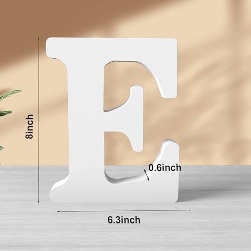 8 Inch White Wood Letters Unfinished Wood Letters for Wall Decor Decorative Standing Letters White Block Letters for wall Decoration for Craft Home Party Projects (E) - color: White-E, size: 8 inch