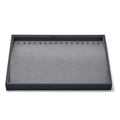 Grey Microfiber Jewelry Display Tray for Necklace Chain Bracelet Grey Jewelry Organizer Display Tray - size: 16 Slot