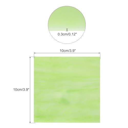 MECCANIXITY Stained Glass Sheet Mosaic Tile 3.9 Inch x 3.9 Inch Light Green Stained Glass Sheets for Crafts DIY, Art Project - color: Light Green