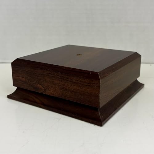 Display Base Pedestal Cherry Finish with 5/16" Center Hole – Square Stand Blank for Trophies, Figurines, 3D Prints, DIY Projects – Available in Multiple Sizes (5 1/2"Lx5 1/2"Wx2 1/8"H) - size: 5 1/2"Lx5 1/2"Wx2 1/8"H