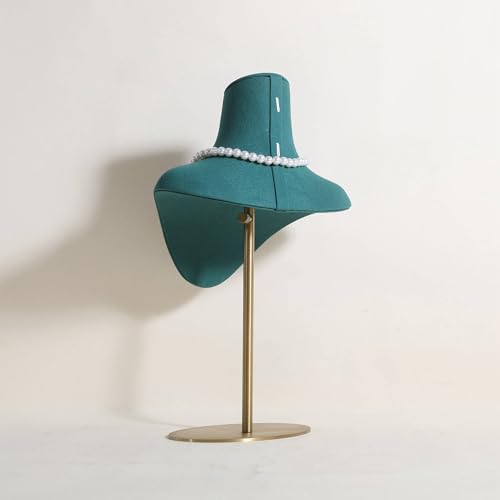 Necklace holder bust for girls, Velvet hanging jewelry organizer, Small necklace mannequin, Metal necklace display stands for selling【Green-Medium】 - color: Green, size: Medium