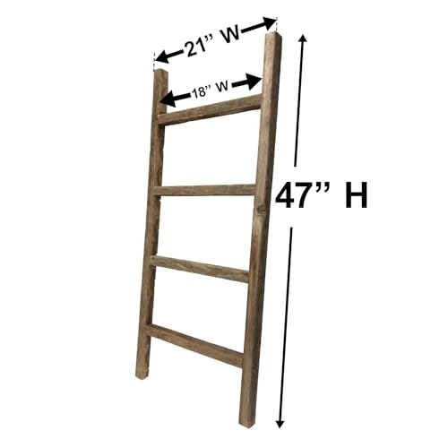 BARNWOODUSA Rustic Farmhouse Decorative Ladder - Our 47 in Ladder can be Mounted Horizontally or Vertically and is Crafted from Upcycled Wood No Assembly Required Espresso - color: Espresso, size: 47"H x 21"W x 1.63"D